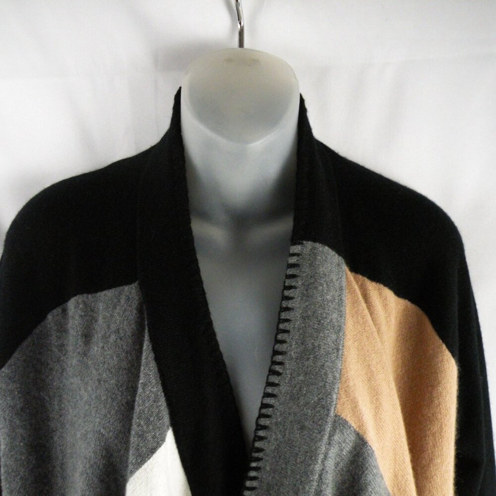 Neiman Marcus Open Front Color Block 100% Cashmer… - image 3